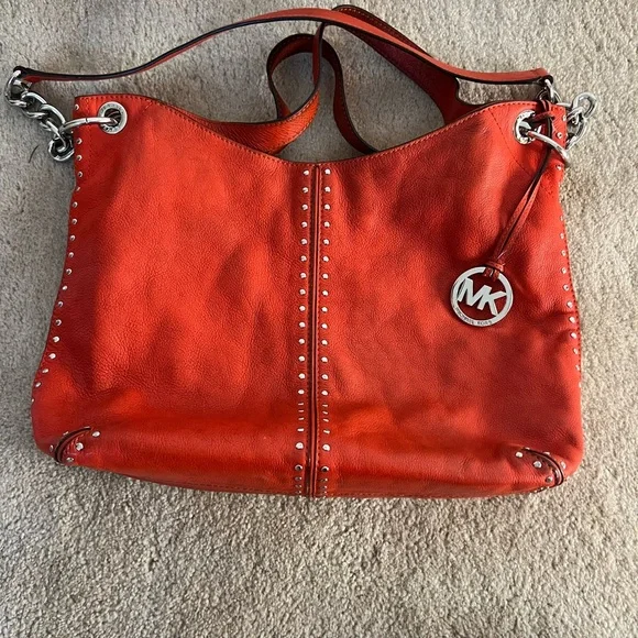 Michael Kors Orange Leather Shoulder Bag - Picture 4 of 11